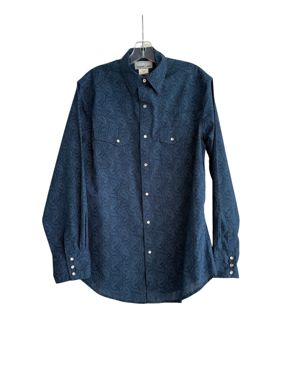 Wrangler Wrancher MTW1347 Men's M Blue Paisley Western Pearl Snap Shirt